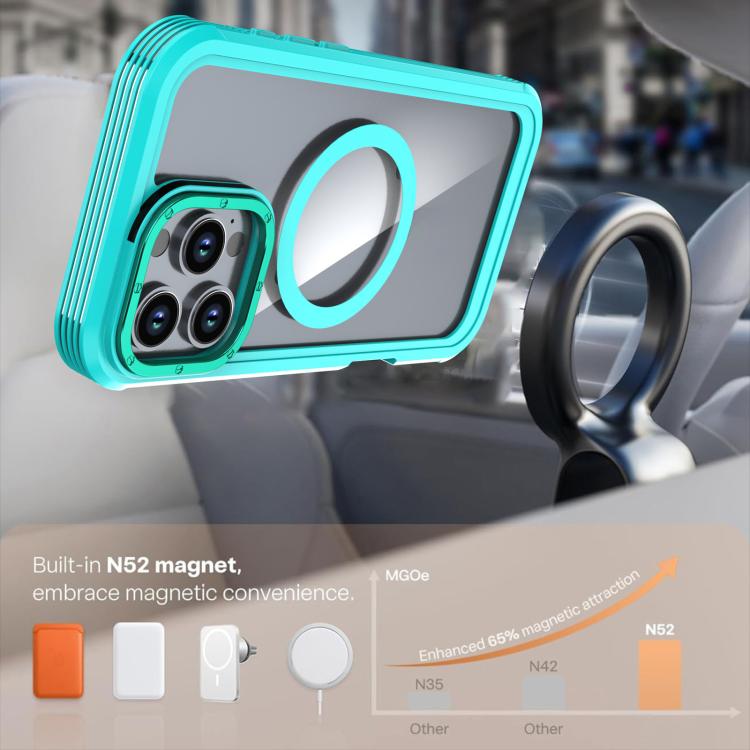 For iPhone 16 Pro Acrylic Full Coverage Magnetic Phone Case with Back Clip