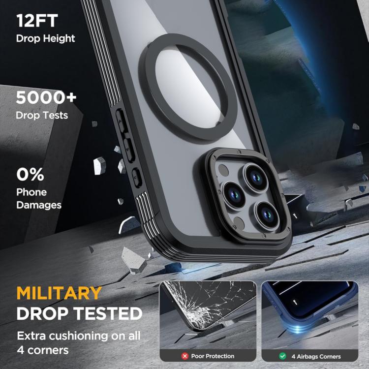 For iPhone 16 Pro Acrylic Full Coverage Magnetic Phone Case with Back Clip