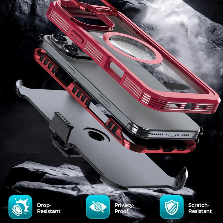 For iPhone 16 Pro Acrylic Full Coverage Magnetic Phone Case with Back Clip