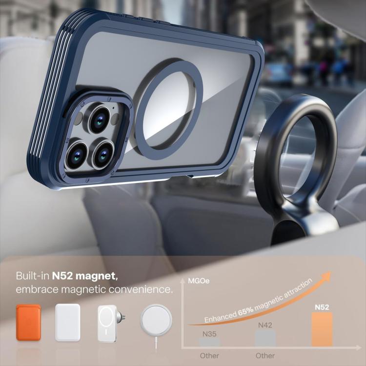 For iPhone 16 Pro Acrylic Full Coverage Magnetic Phone Case with Back Clip
