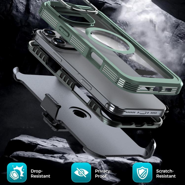 For iPhone 16 Pro Acrylic Full Coverage Magnetic Phone Case with Back Clip