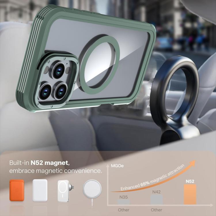 For iPhone 16 Pro Acrylic Full Coverage Magnetic Phone Case with Back Clip