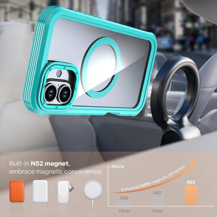 For iPhone 16 Plus Acrylic Full Coverage Magnetic Phone Case with Back Clip