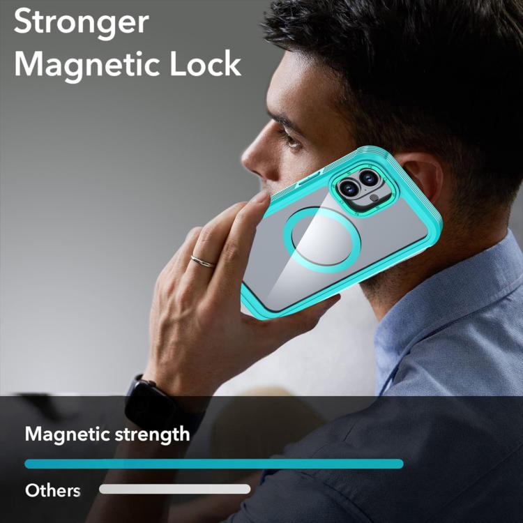 For iPhone 16 Plus Acrylic Full Coverage Magnetic Phone Case with Back Clip