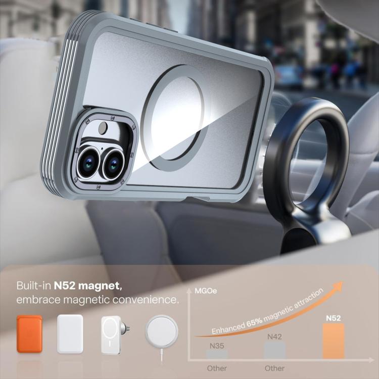 For iPhone 16 Plus Acrylic Full Coverage Magnetic Phone Case with Back Clip