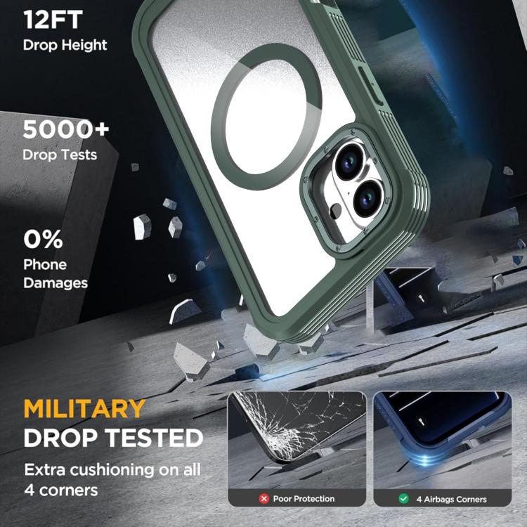 For iPhone 16 Plus Acrylic Full Coverage Magnetic Phone Case with Back Clip