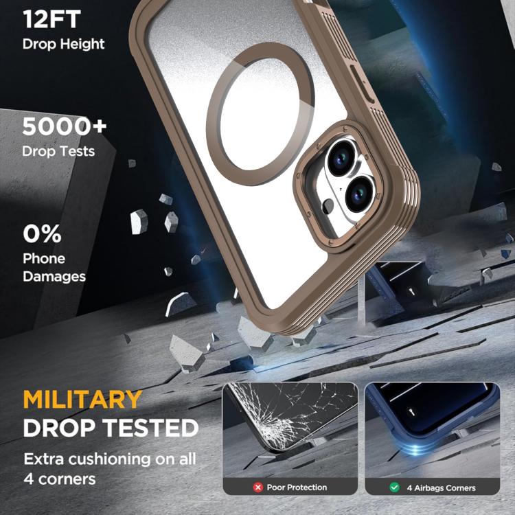 For iPhone 16 Plus Acrylic Full Coverage Magnetic Phone Case with Back Clip