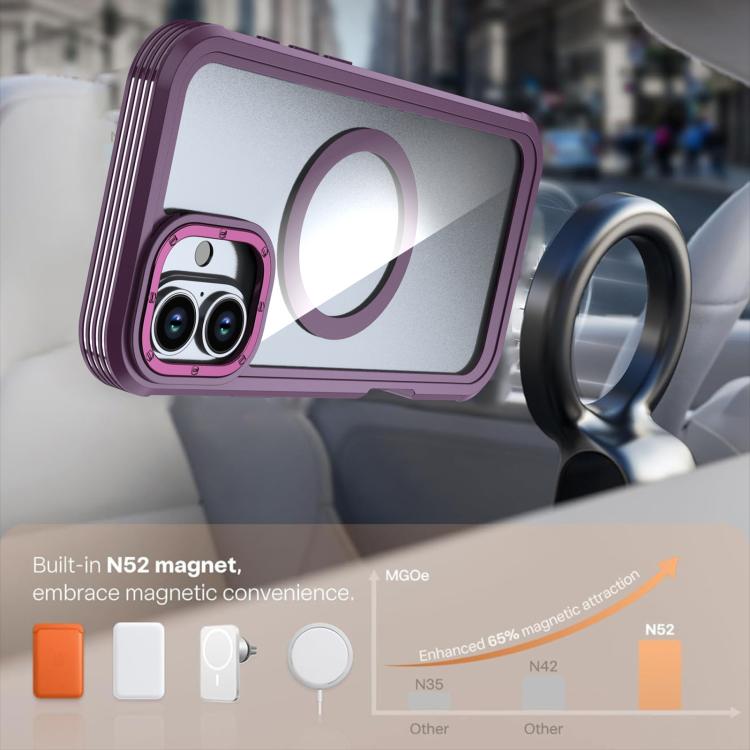 For iPhone 16 Plus Acrylic Full Coverage Magnetic Phone Case with Back Clip