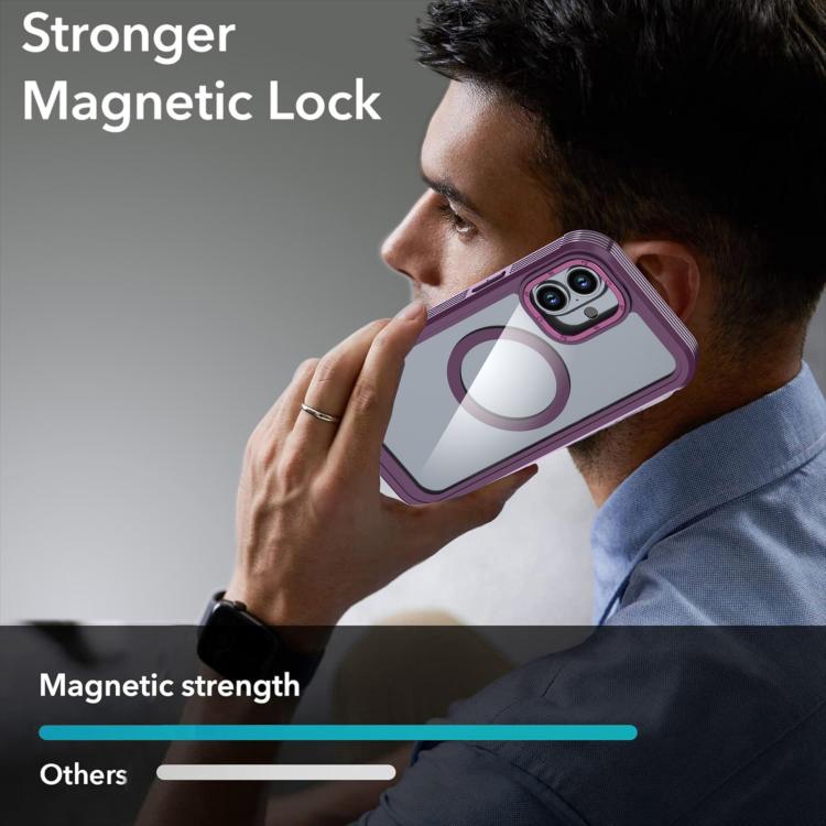 For iPhone 16 Plus Acrylic Full Coverage Magnetic Phone Case with Back Clip