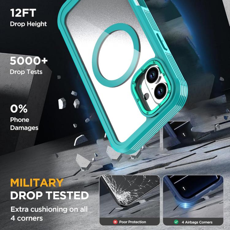 For iPhone 16 Acrylic Full Coverage Magnetic Phone Case with Back Clip