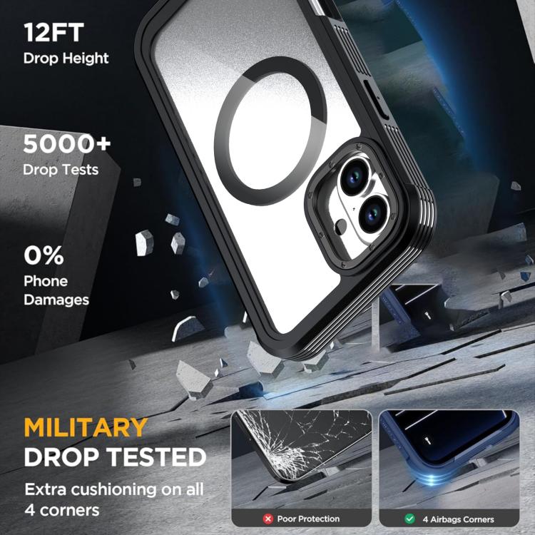 For iPhone 16 Acrylic Full Coverage Magnetic Phone Case with Back Clip