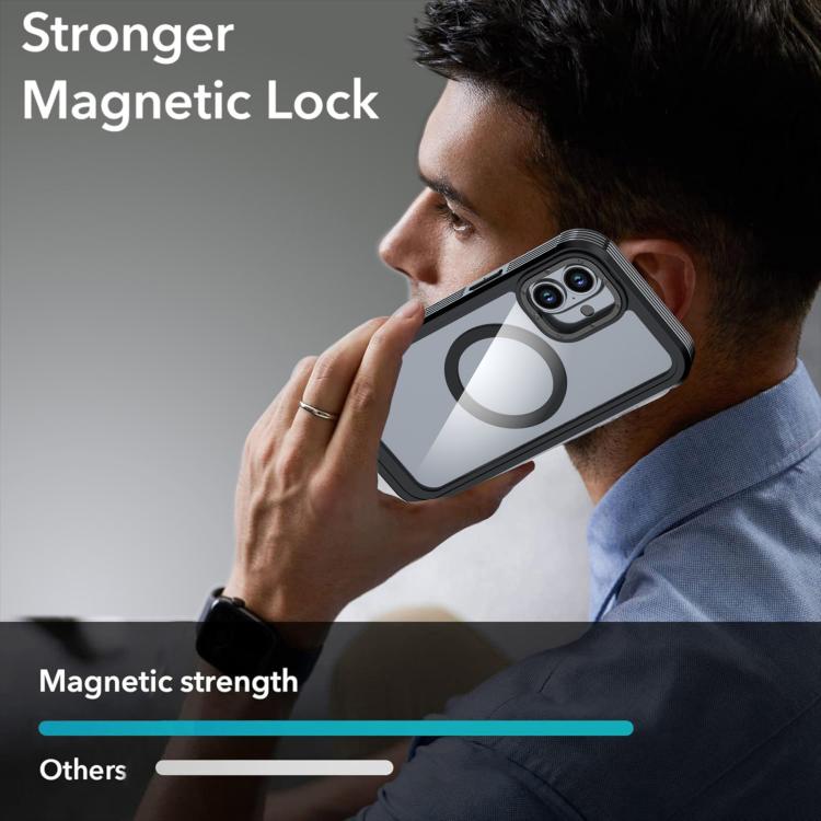 For iPhone 16 Acrylic Full Coverage Magnetic Phone Case with Back Clip