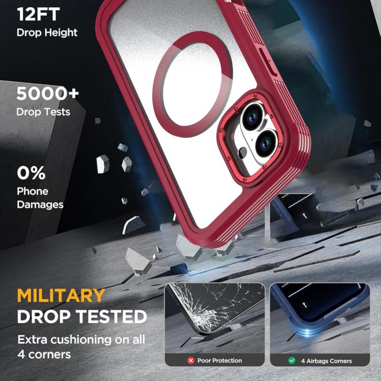 For iPhone 16 Acrylic Full Coverage Magnetic Phone Case with Back Clip