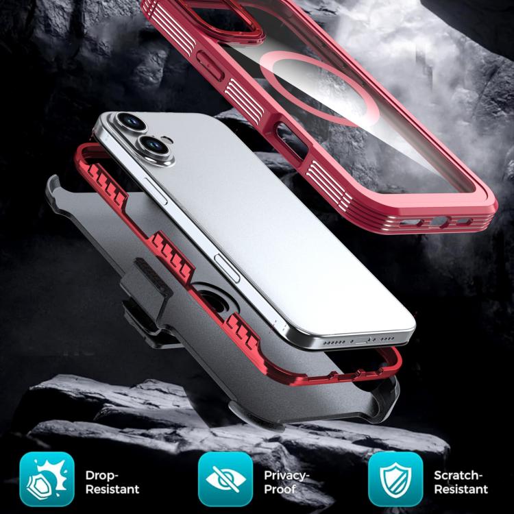 For iPhone 16 Acrylic Full Coverage Magnetic Phone Case with Back Clip