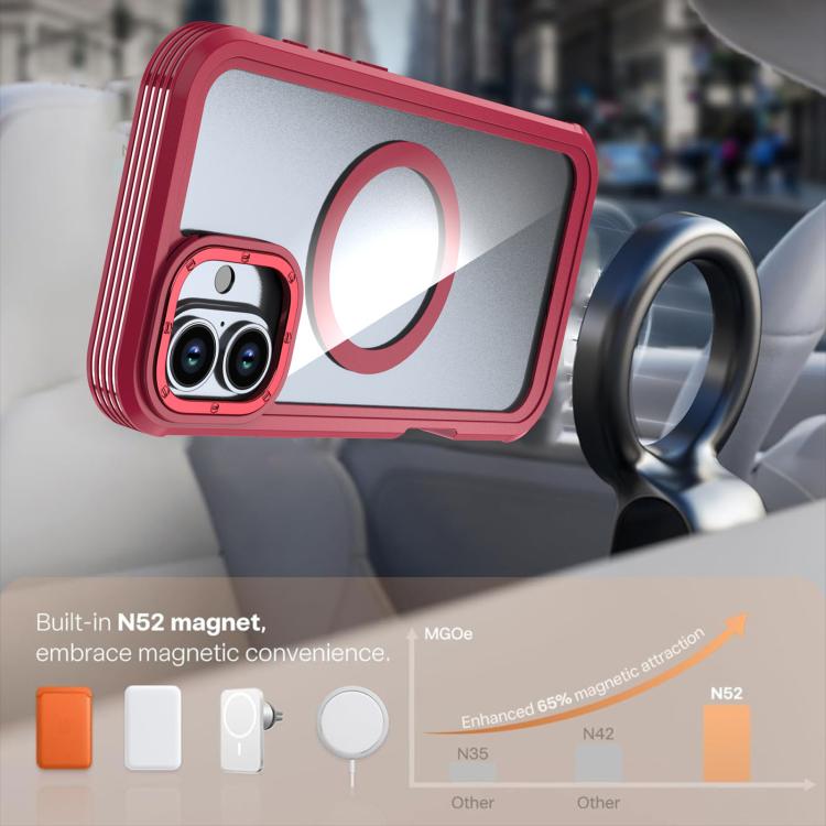 For iPhone 16 Acrylic Full Coverage Magnetic Phone Case with Back Clip