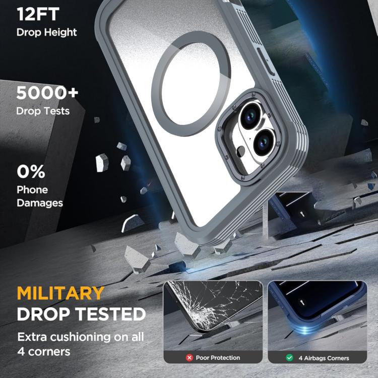 For iPhone 16 Acrylic Full Coverage Magnetic Phone Case with Back Clip