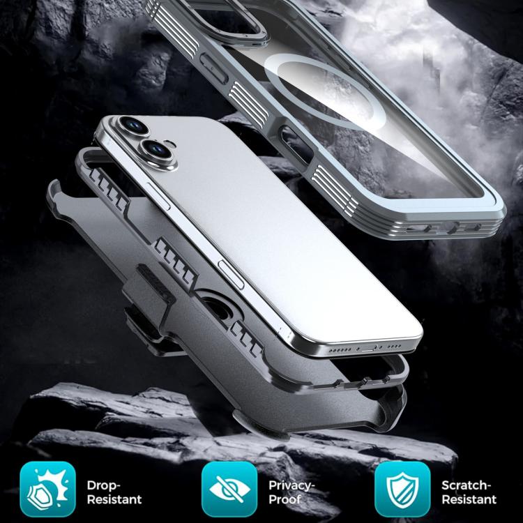 For iPhone 16 Acrylic Full Coverage Magnetic Phone Case with Back Clip