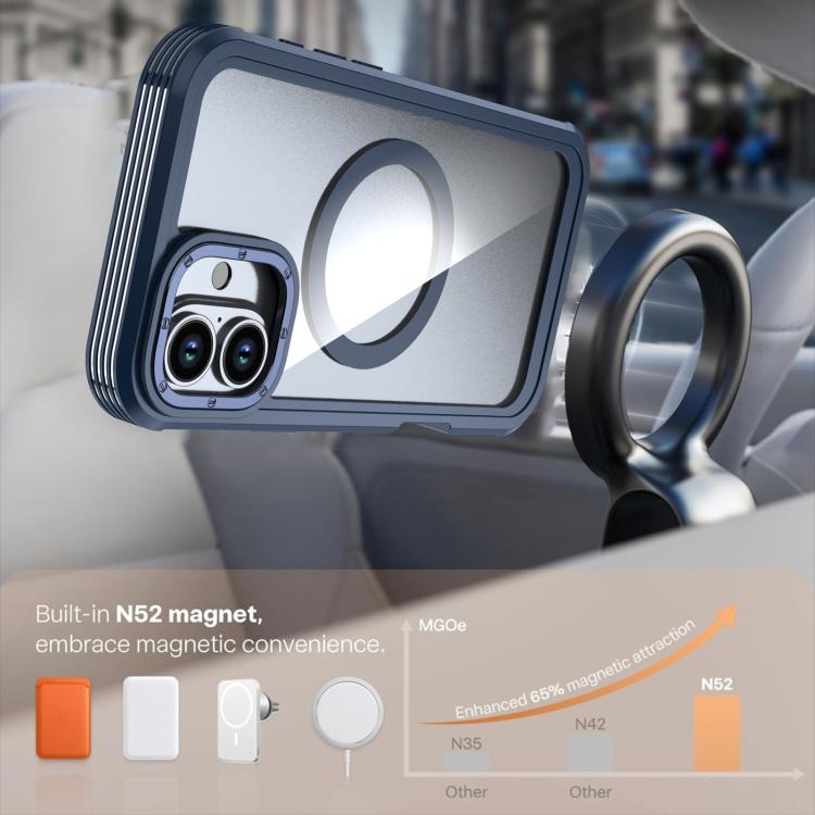 For iPhone 16 Acrylic Full Coverage Magnetic Phone Case with Back Clip