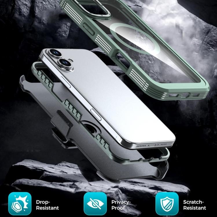 For iPhone 16 Acrylic Full Coverage Magnetic Phone Case with Back Clip