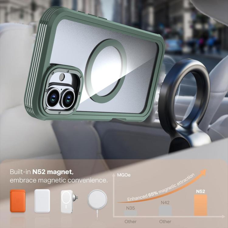 For iPhone 16 Acrylic Full Coverage Magnetic Phone Case with Back Clip
