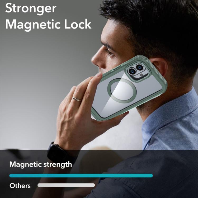For iPhone 16 Acrylic Full Coverage Magnetic Phone Case with Back Clip