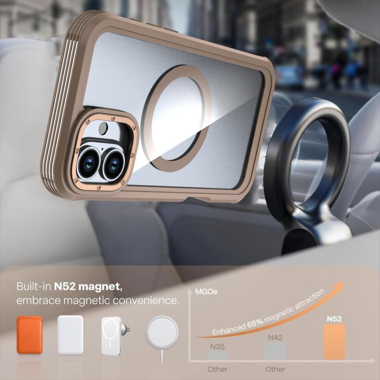For iPhone 16 Acrylic Full Coverage Magnetic Phone Case with Back Clip