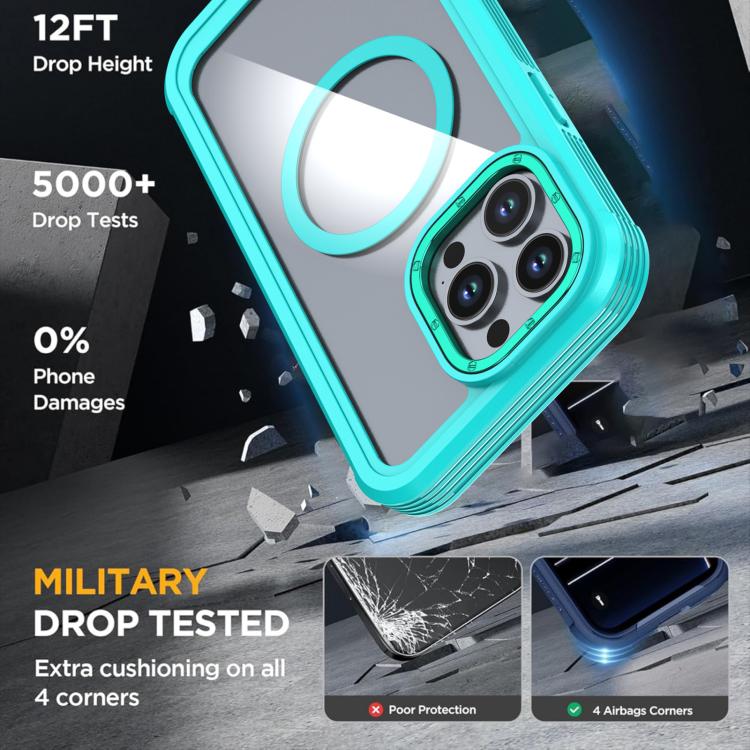 For iPhone 15 Pro Max Acrylic Full Coverage Magnetic Phone Case with Back Clip