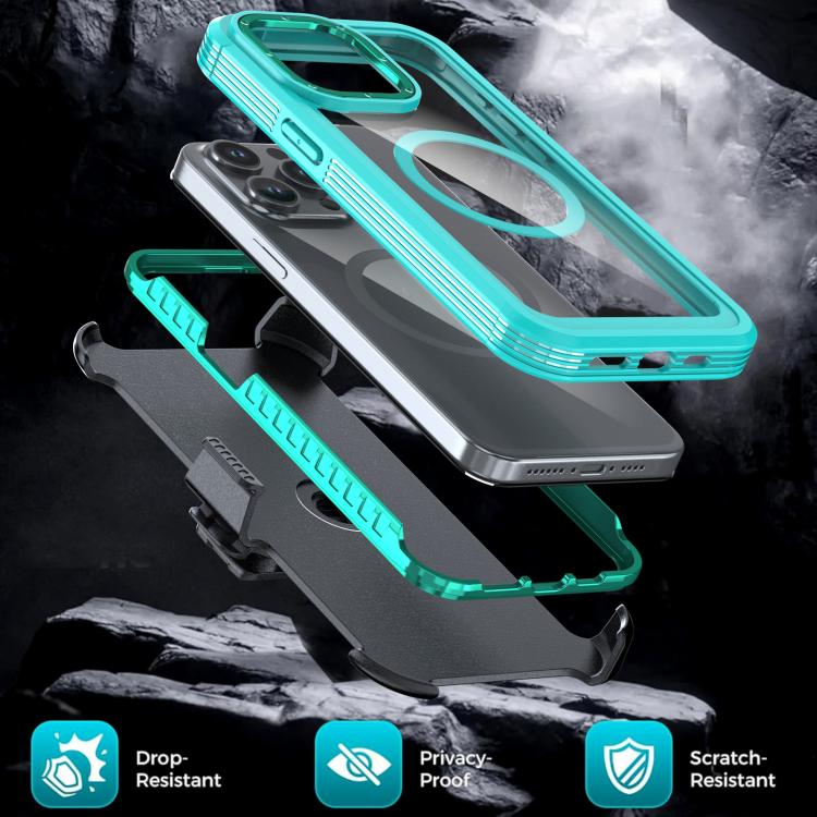 For iPhone 15 Pro Max Acrylic Full Coverage Magnetic Phone Case with Back Clip