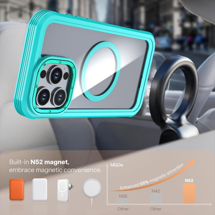 For iPhone 15 Pro Max Acrylic Full Coverage Magnetic Phone Case with Back Clip
