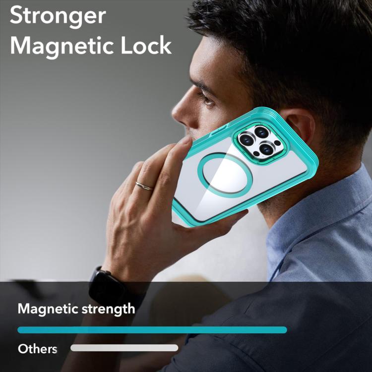 For iPhone 15 Pro Max Acrylic Full Coverage Magnetic Phone Case with Back Clip