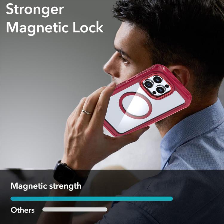 For iPhone 15 Pro Max Acrylic Full Coverage Magnetic Phone Case with Back Clip