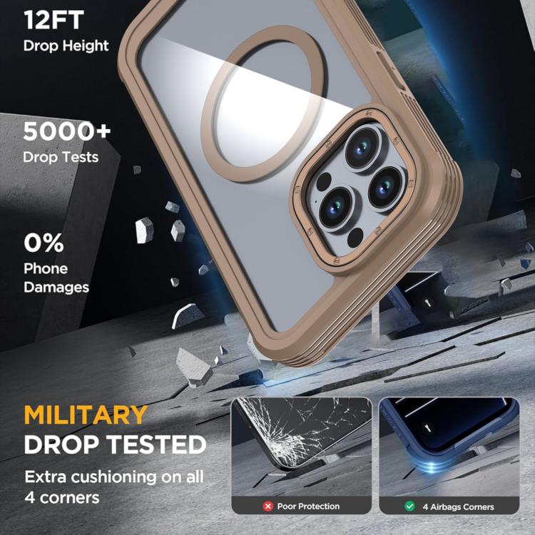 For iPhone 15 Pro Max Acrylic Full Coverage Magnetic Phone Case with Back Clip