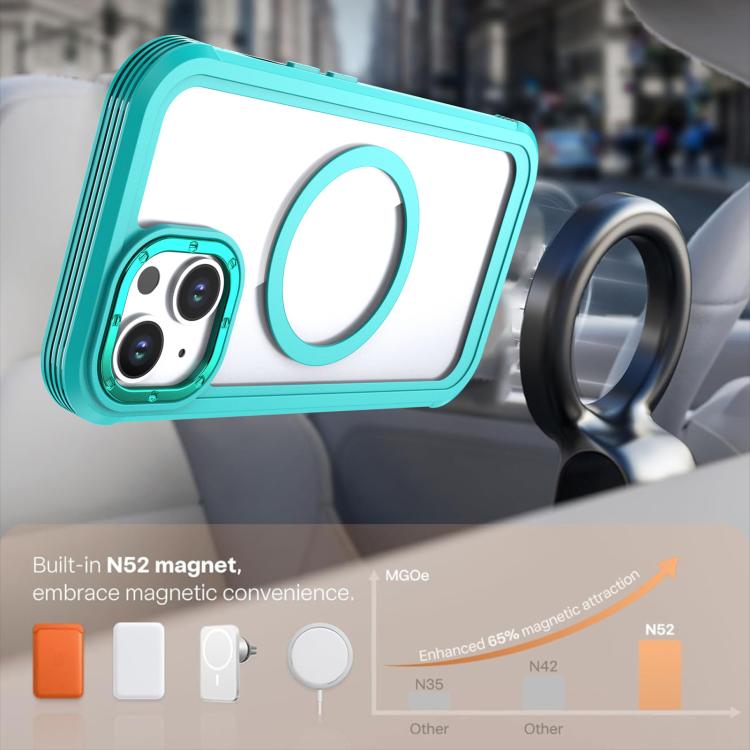 For iPhone 15 Acrylic Full Coverage Magnetic Phone Case with Back Clip