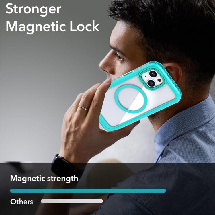For iPhone 15 Acrylic Full Coverage Magnetic Phone Case with Back Clip