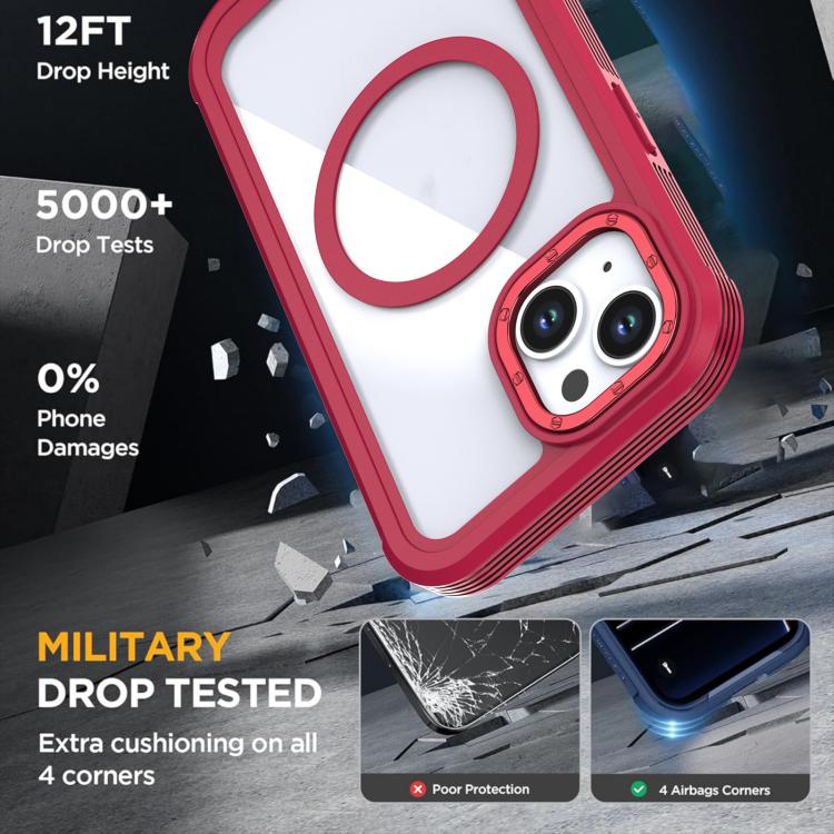 For iPhone 15 Acrylic Full Coverage Magnetic Phone Case with Back Clip