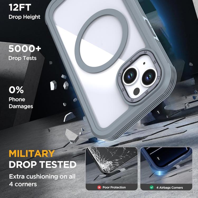 For iPhone 15 Acrylic Full Coverage Magnetic Phone Case with Back Clip