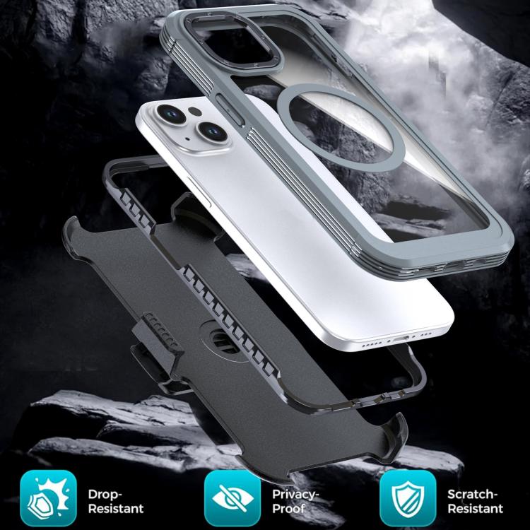 For iPhone 15 Acrylic Full Coverage Magnetic Phone Case with Back Clip