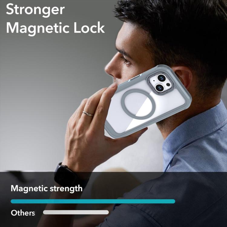 For iPhone 15 Acrylic Full Coverage Magnetic Phone Case with Back Clip