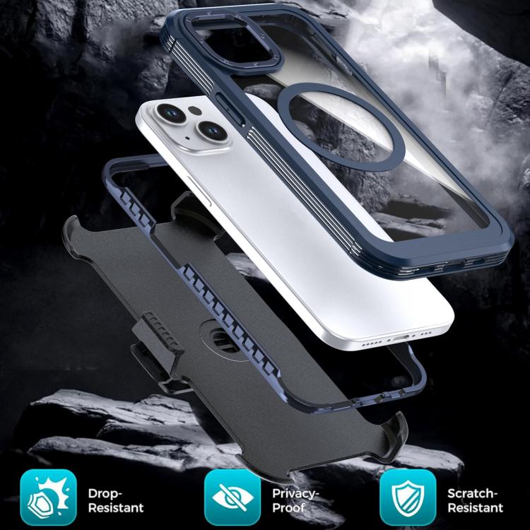 For iPhone 15 Acrylic Full Coverage Magnetic Phone Case with Back Clip