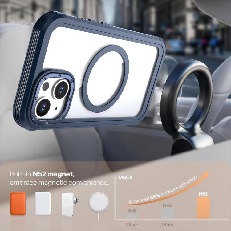For iPhone 15 Acrylic Full Coverage Magnetic Phone Case with Back Clip