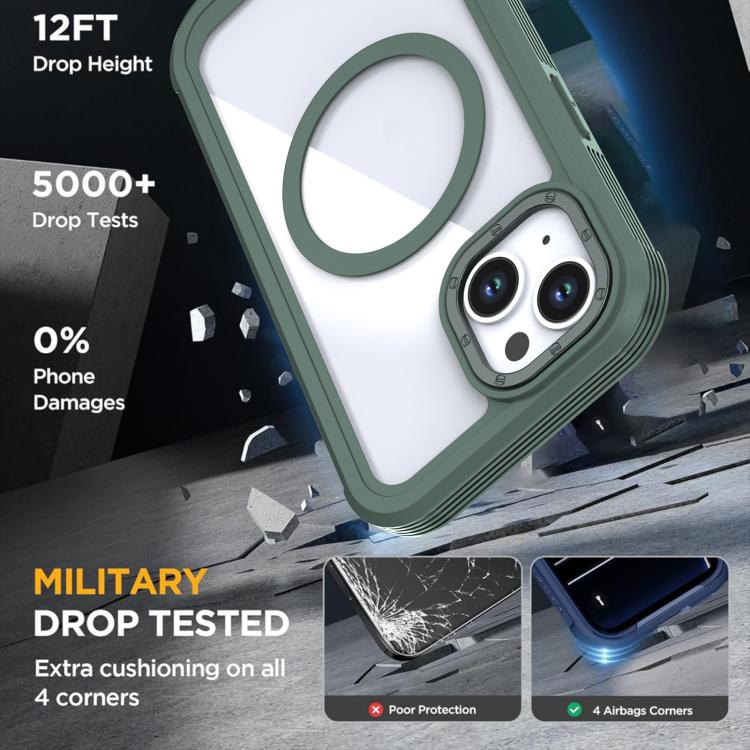 For iPhone 15 Acrylic Full Coverage Magnetic Phone Case with Back Clip
