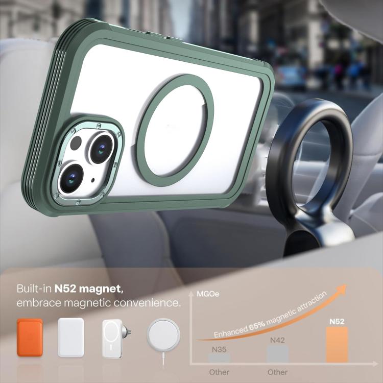 For iPhone 15 Acrylic Full Coverage Magnetic Phone Case with Back Clip