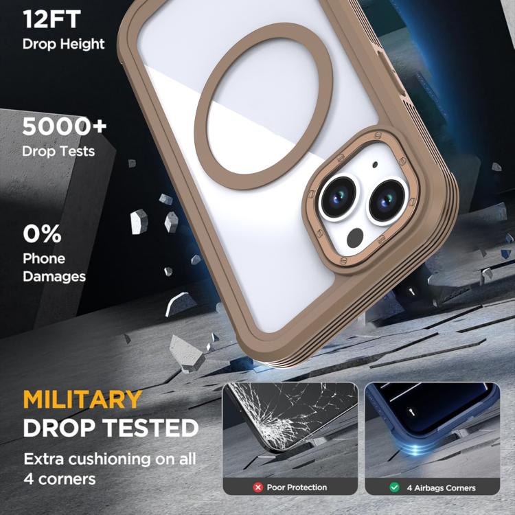 For iPhone 15 Acrylic Full Coverage Magnetic Phone Case with Back Clip