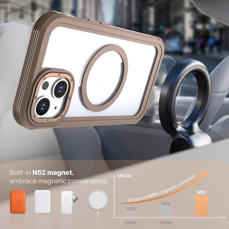 For iPhone 15 Acrylic Full Coverage Magnetic Phone Case with Back Clip