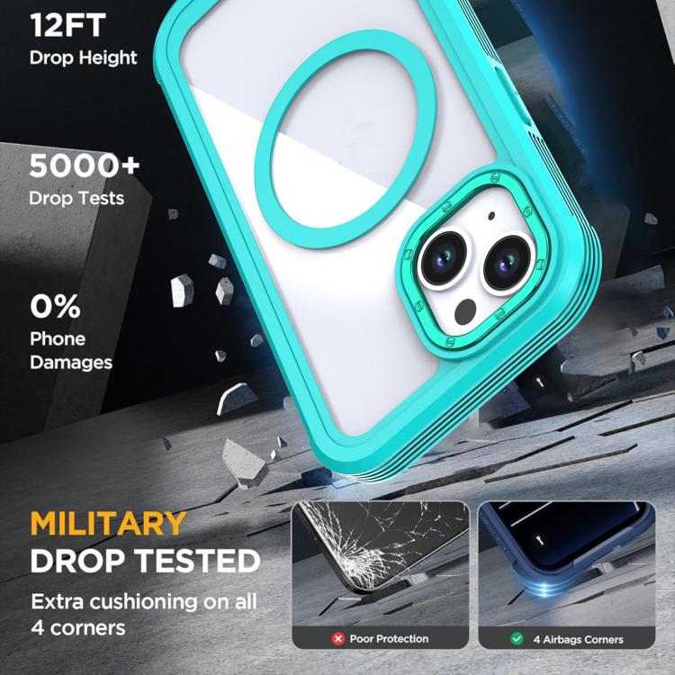 For iPhone 14 / 13 Acrylic Full Coverage Magnetic Phone Case with Back Clip