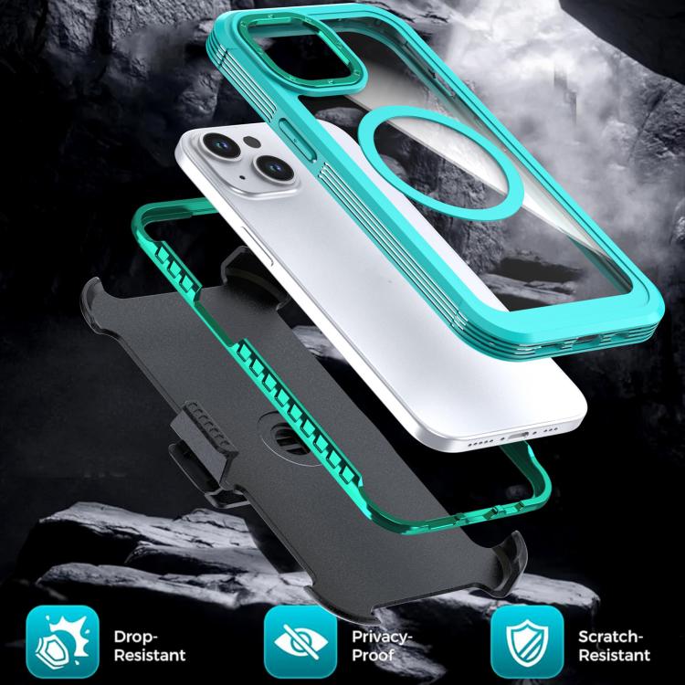 For iPhone 14 / 13 Acrylic Full Coverage Magnetic Phone Case with Back Clip