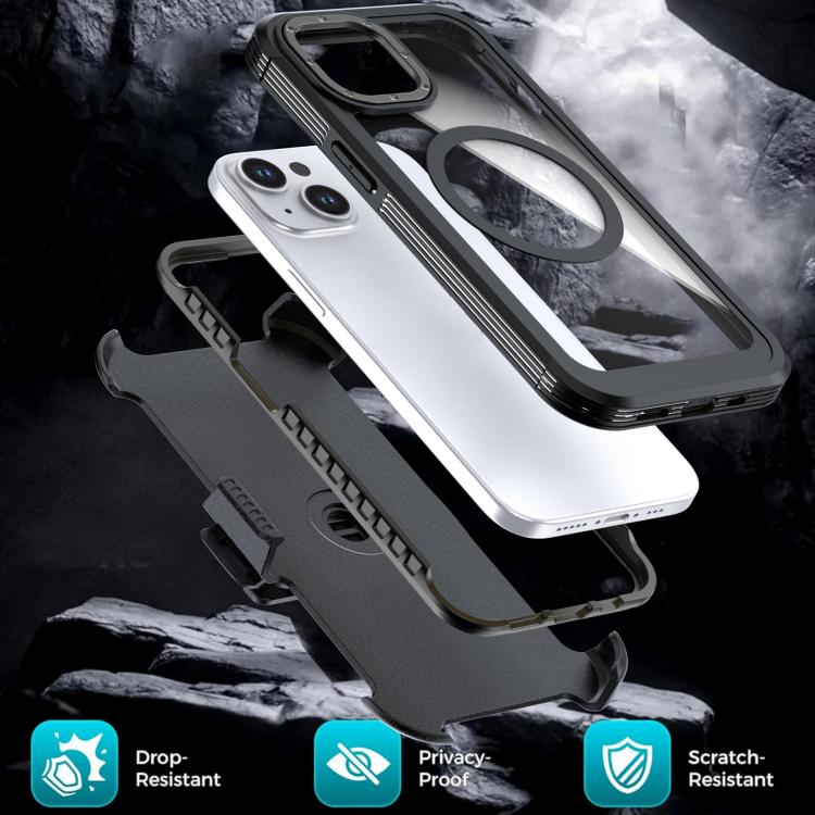 For iPhone 14 / 13 Acrylic Full Coverage Magnetic Phone Case with Back Clip