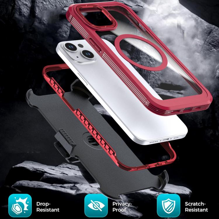 For iPhone 14 / 13 Acrylic Full Coverage Magnetic Phone Case with Back Clip