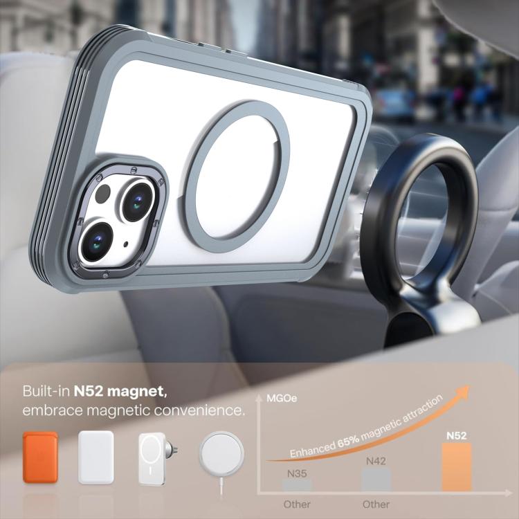 For iPhone 14 / 13 Acrylic Full Coverage Magnetic Phone Case with Back Clip