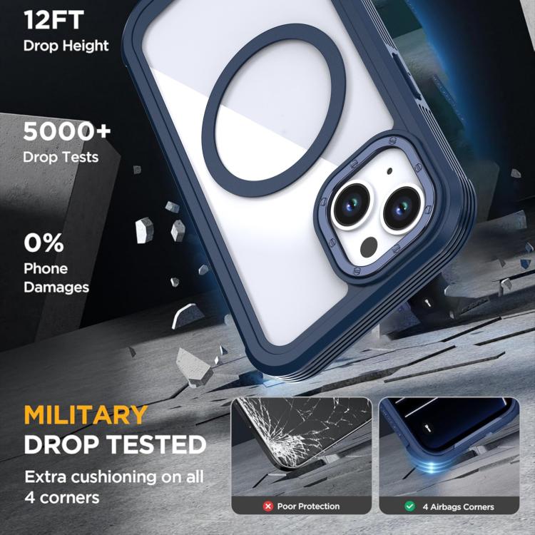 For iPhone 14 / 13 Acrylic Full Coverage Magnetic Phone Case with Back Clip